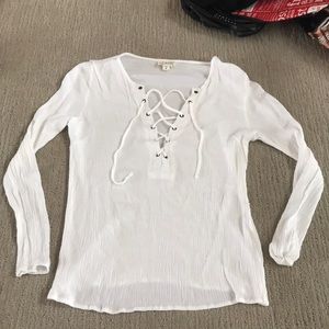White tie up long sleeve